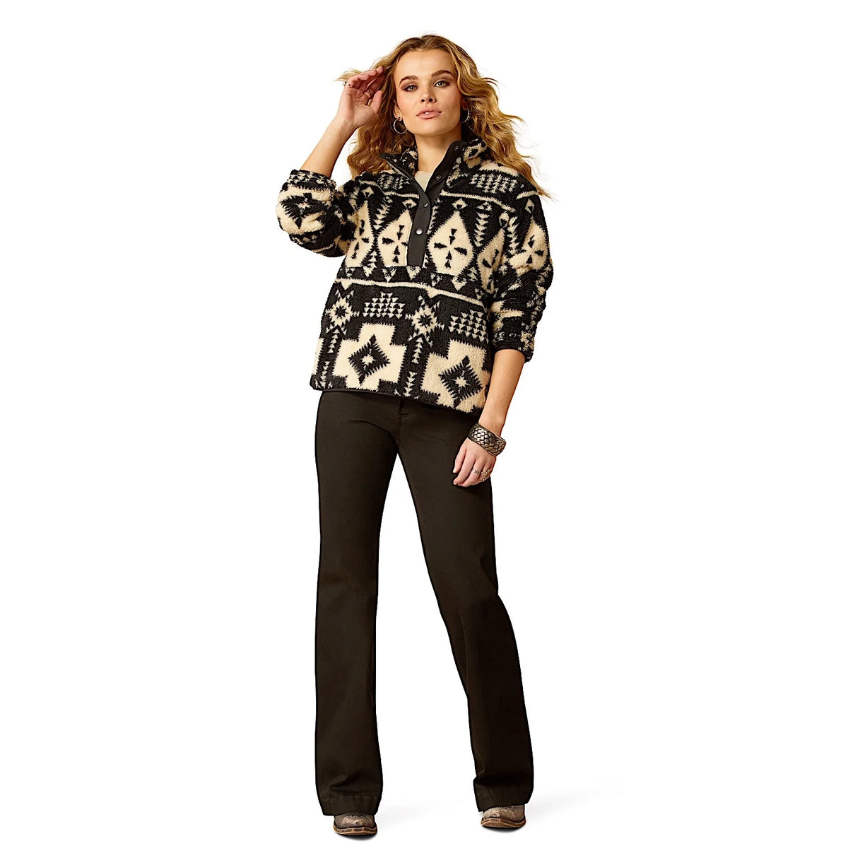 Ariat Wms Berber Snap Front Sweatshirt Winslow Southwest Print - Winter Black Friday Sale