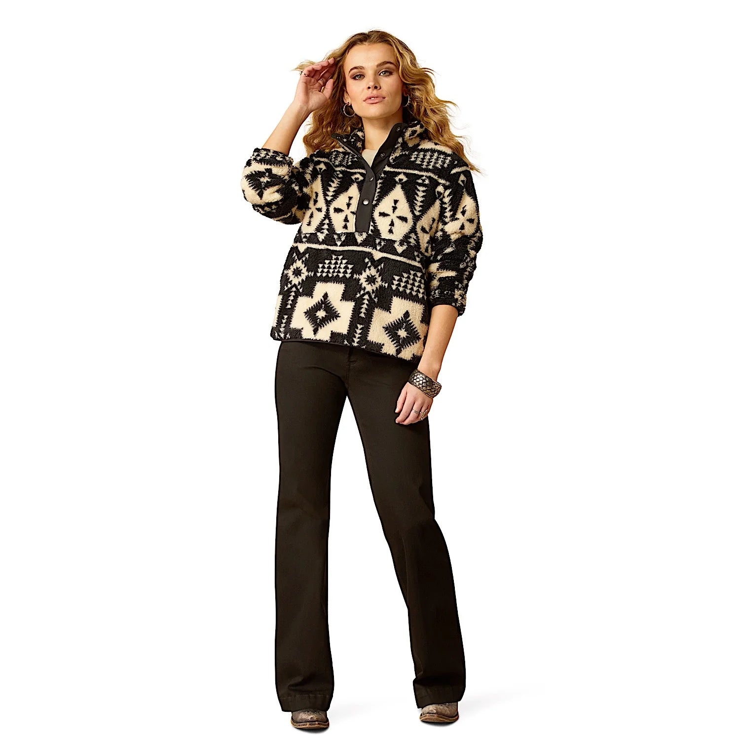 Ariat Wms Berber Snap Front Sweatshirt Winslow Southwest Print - Winter Black Friday Sale