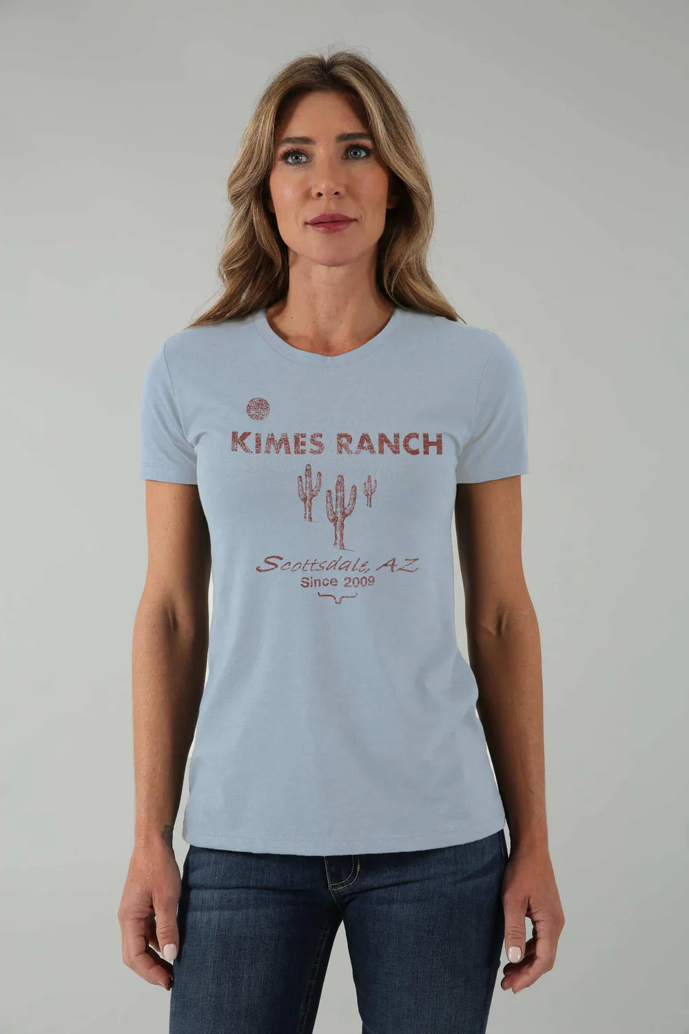 Kimes Ranch - Ladies Welcome Tee Ice Blue