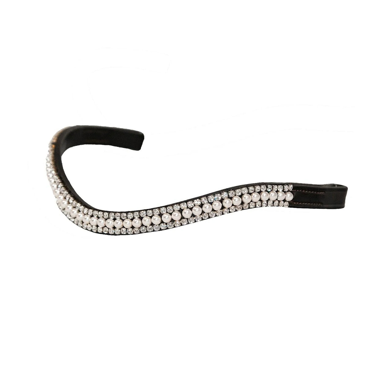 Flexible Fit White Pearl with Clear Crystal Wave - Havana Browband