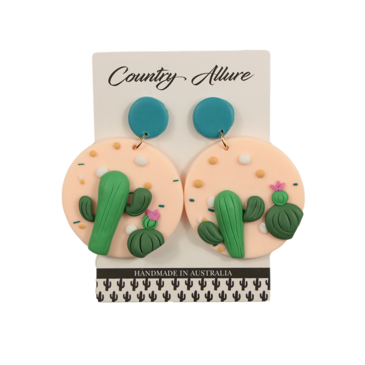 Country Allure Pink Round Cactus Dangle