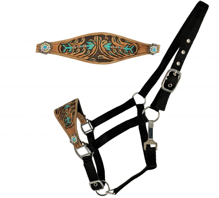 Showman Adjustable Nylon Bronc Halter with Hand Painted Arrow Design Noseband