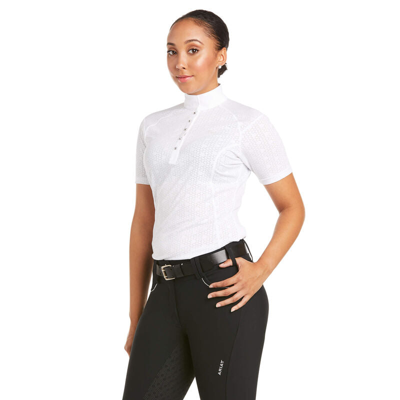 Ariat Wms Showstopper 3.0 Ss Show Shirt White - Summer Clearance