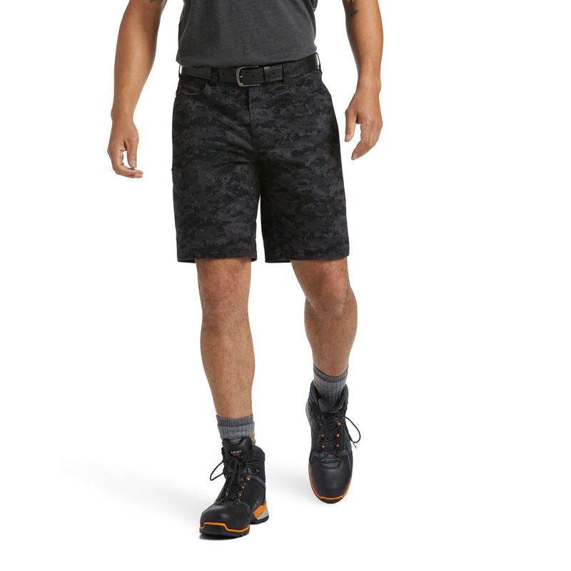 Ariat Mns Rebar Durastretch Made Tough Short Black Digi Camo - EOFY Sale