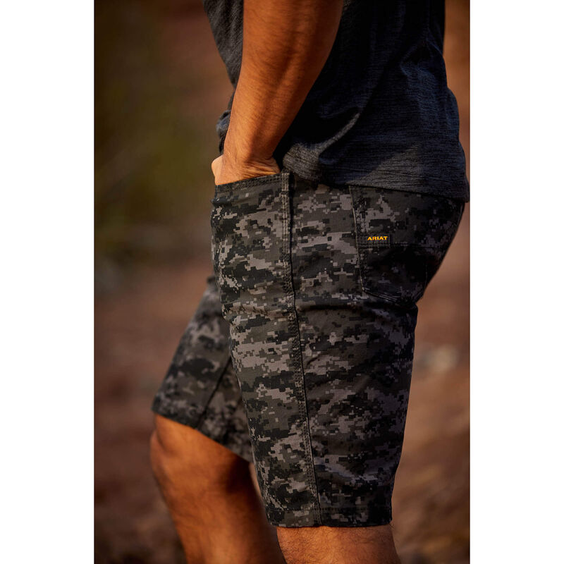 Ariat Mns Rebar Durastretch Made Tough Short Black Digi Camo - EOFY Sale