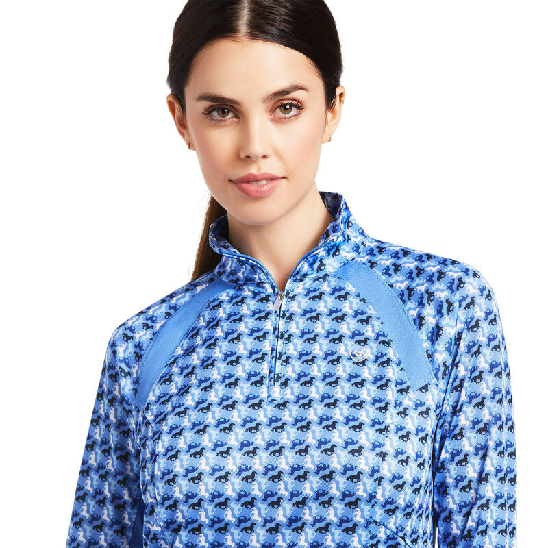 Ariat Wms Sunstopper 2.0 1/4 Zip Baselayer Reykjavik Ditsy Horse