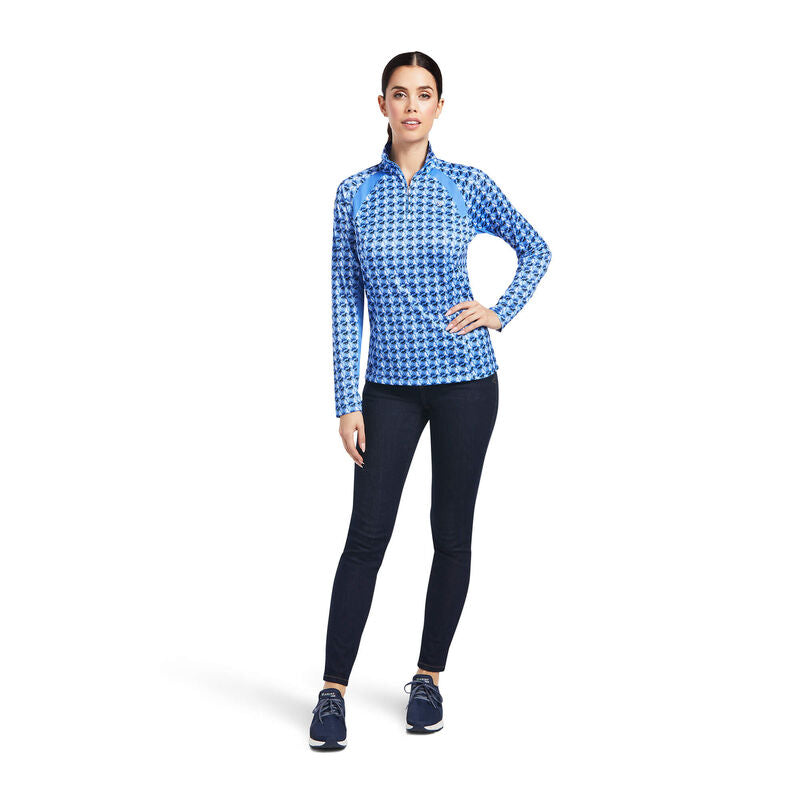 Ariat Wms Sunstopper 2.0 1/4 Zip Baselayer Reykjavik Ditsy Horse