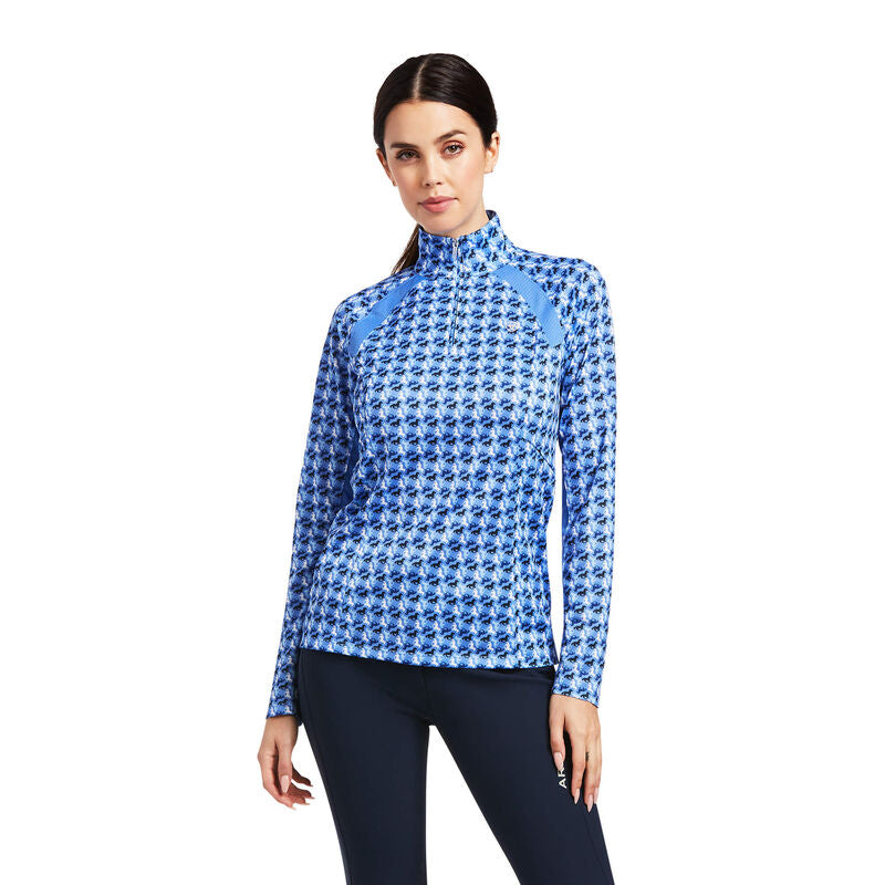 Ariat Wms Sunstopper 2.0 1/4 Zip Baselayer Reykjavik Ditsy Horse