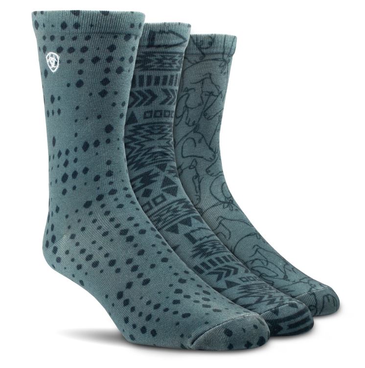 Ariat Wms Novelty Crew Socks Four Leaf Clover Doodle