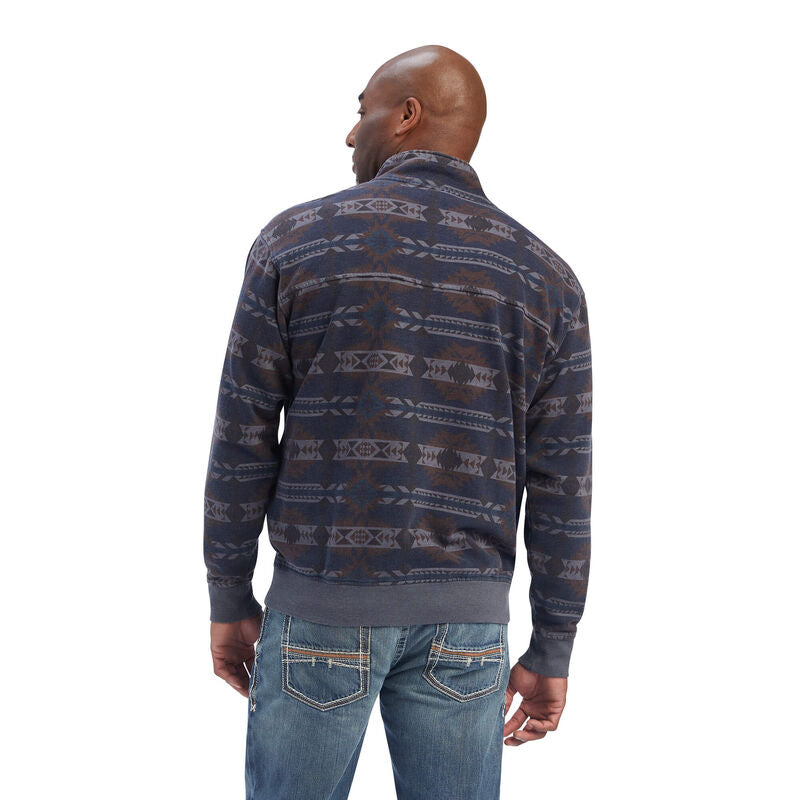 Ariat Mns Printed Overdyed Washed Sweater Blue Southwest