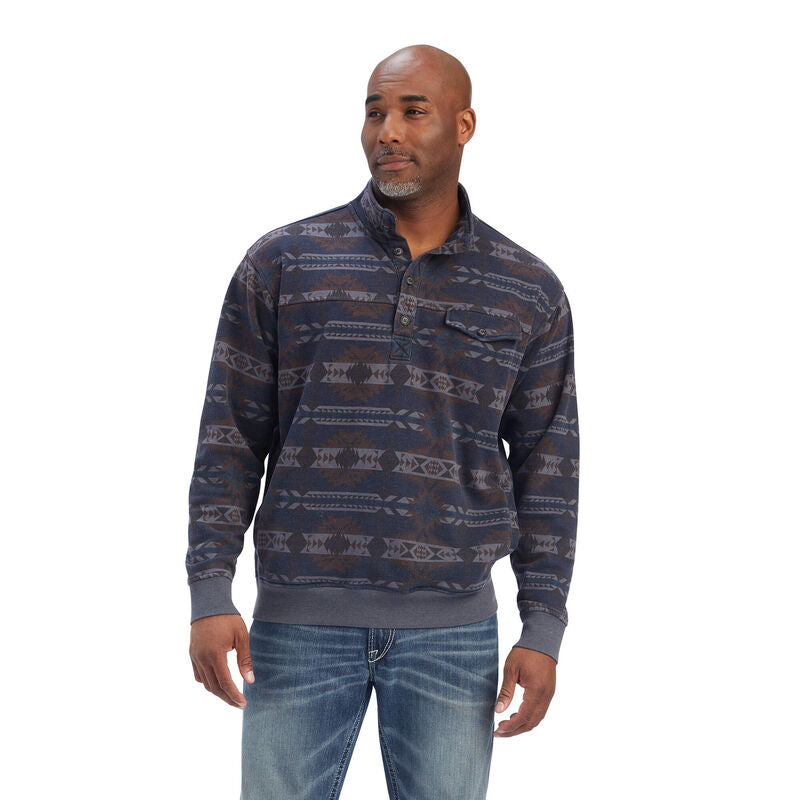 Ariat Mns Printed Overdyed Washed Sweater Blue Southwest