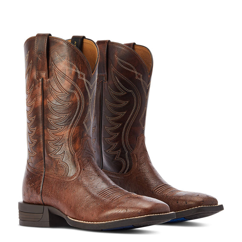 Ariat Mns Reckoning Dark Tabac Smooth Quill Ostrich/Nut Brown - CLEARANCE