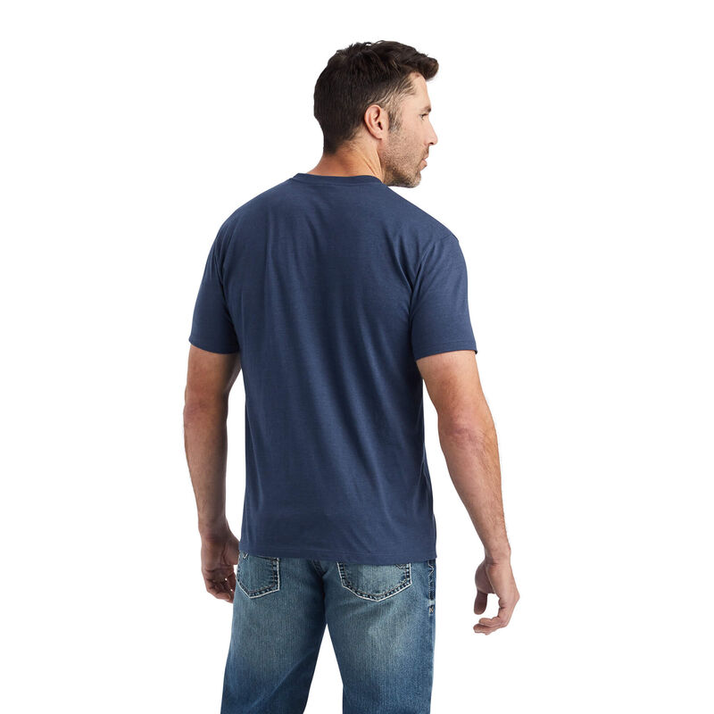 Ariat Mns Western Lockup SS T Shirt Navy Heather - New Year Sale