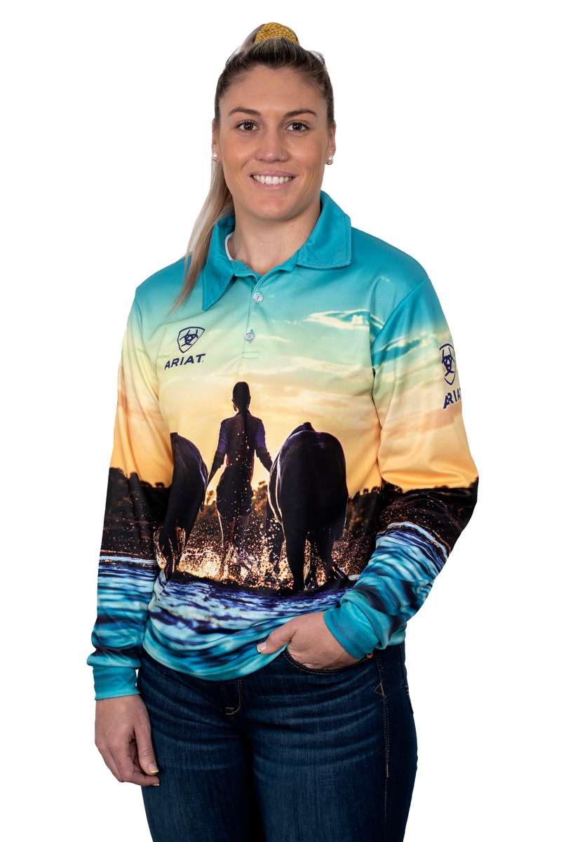 Ariat Wms Fishing Shirt Western Horses - Saddleworld Ipswich
