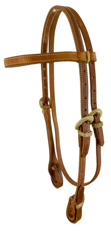 Showman Browband Harness Leather Bridle with Quickchange Bit Loops and Rawhide Covered Buckles