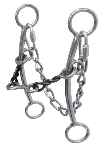 Showman Sweet Iron Twisted Mouth Bit with Dogbone and Curb Chain