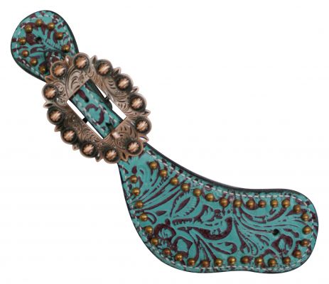 Showman Leather Spur Straps with Filigree Print - EOFY Sale
