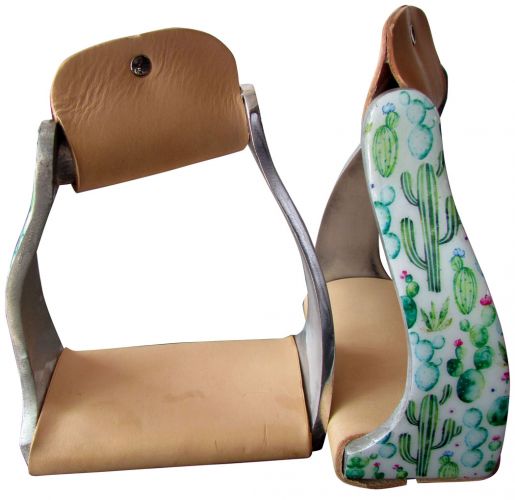Showman Lightweight Twisted Angled Aluminium Stirrups With Cactus Overlay