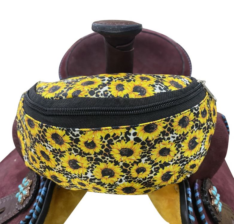 Showman Nylon Sunflower/Cheetah Print Saddle Pouch