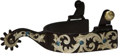 Showman Brown Steel Spur with Gemstones
