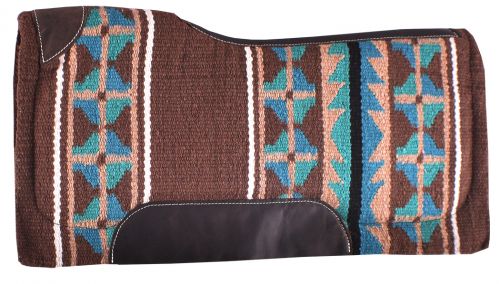 Showman 34x36 Brown and Turquoise Contoured Memonry Felt Bottom Saddle PADS