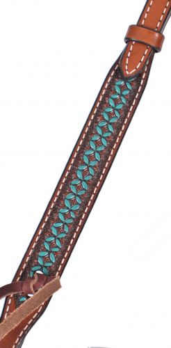 Showman Leather Bridle with Turquoise Tooling