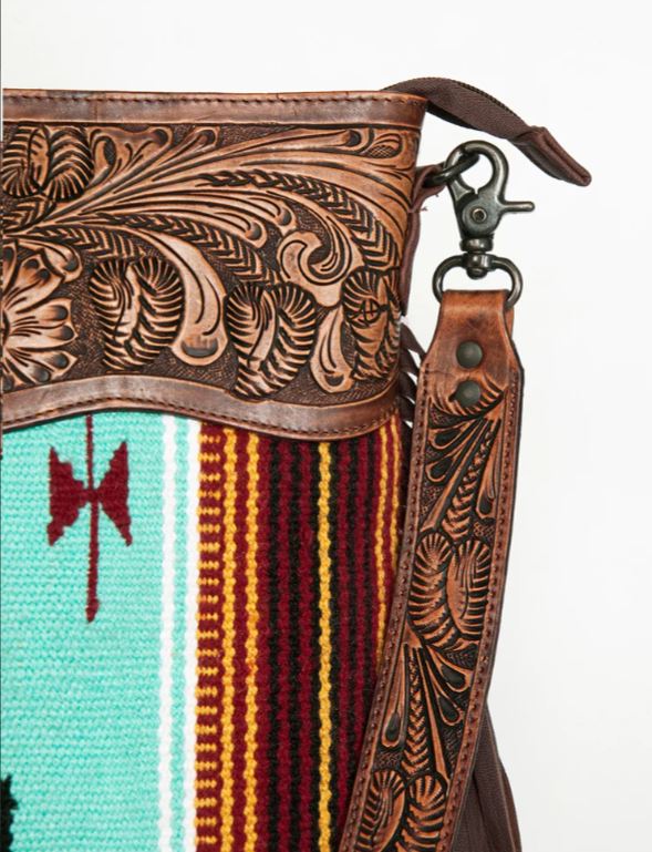 American Darling Saddle Blanket Tooled Fringe Handbag - Black Friday Sales