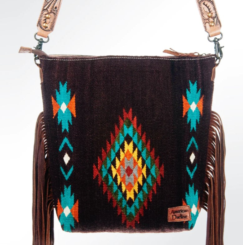 American Darling Saddle Blanket Leather Tooling Tote - EOFY Sale