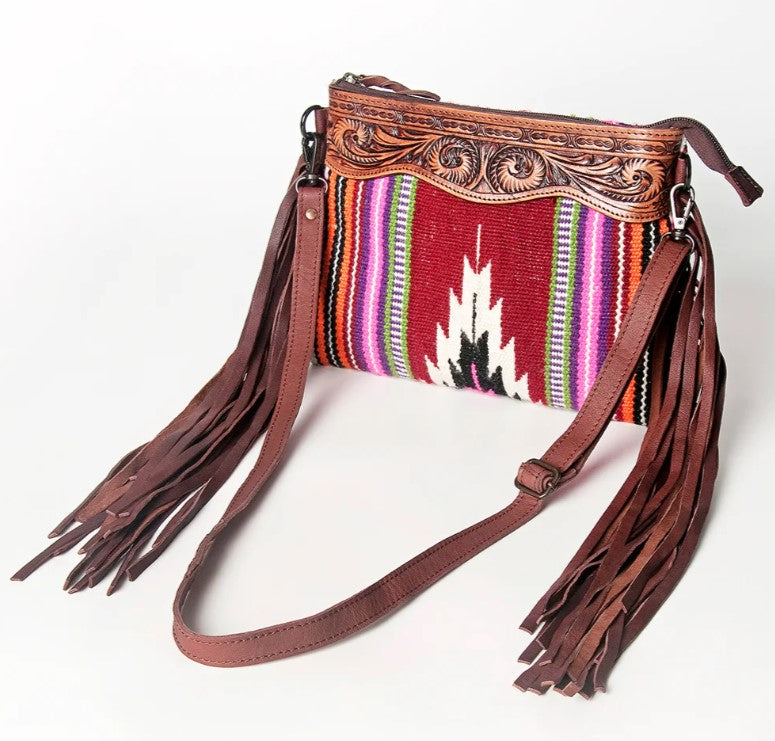 American Darling Saddle Blanket Leather Tooling Tote