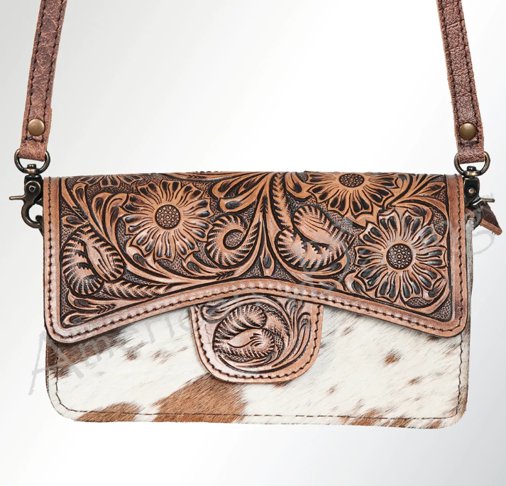 American Darling Cowhide Tooled Leather Clutch