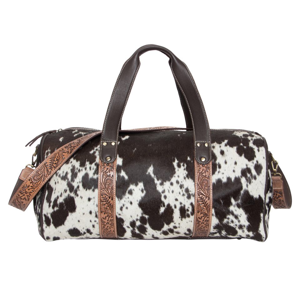 The Design Edge Colombia Cowhide Travel Bag with Carving Details