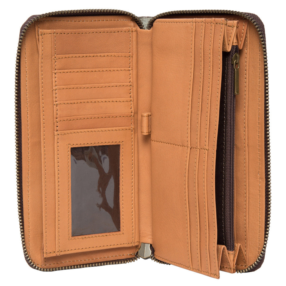 The Design Edge Salta Tooling Leather Cowhide Zippered Wallet