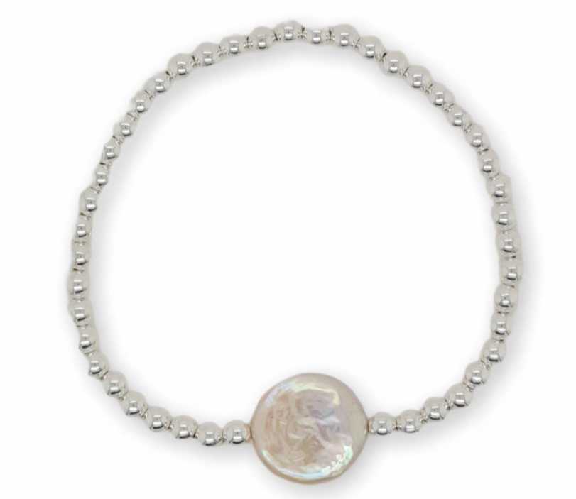 Bracelet SS Freshwater Penny Pearl