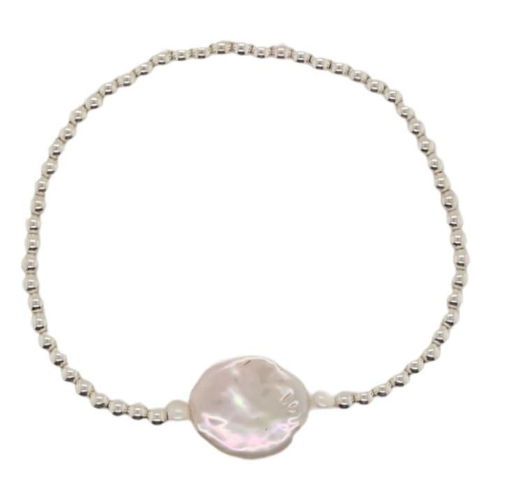 Bracelet SS Freshwater Coin Pearl