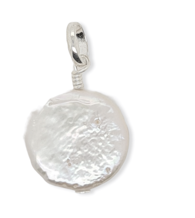 Pendant SS and Round Flat Pearl