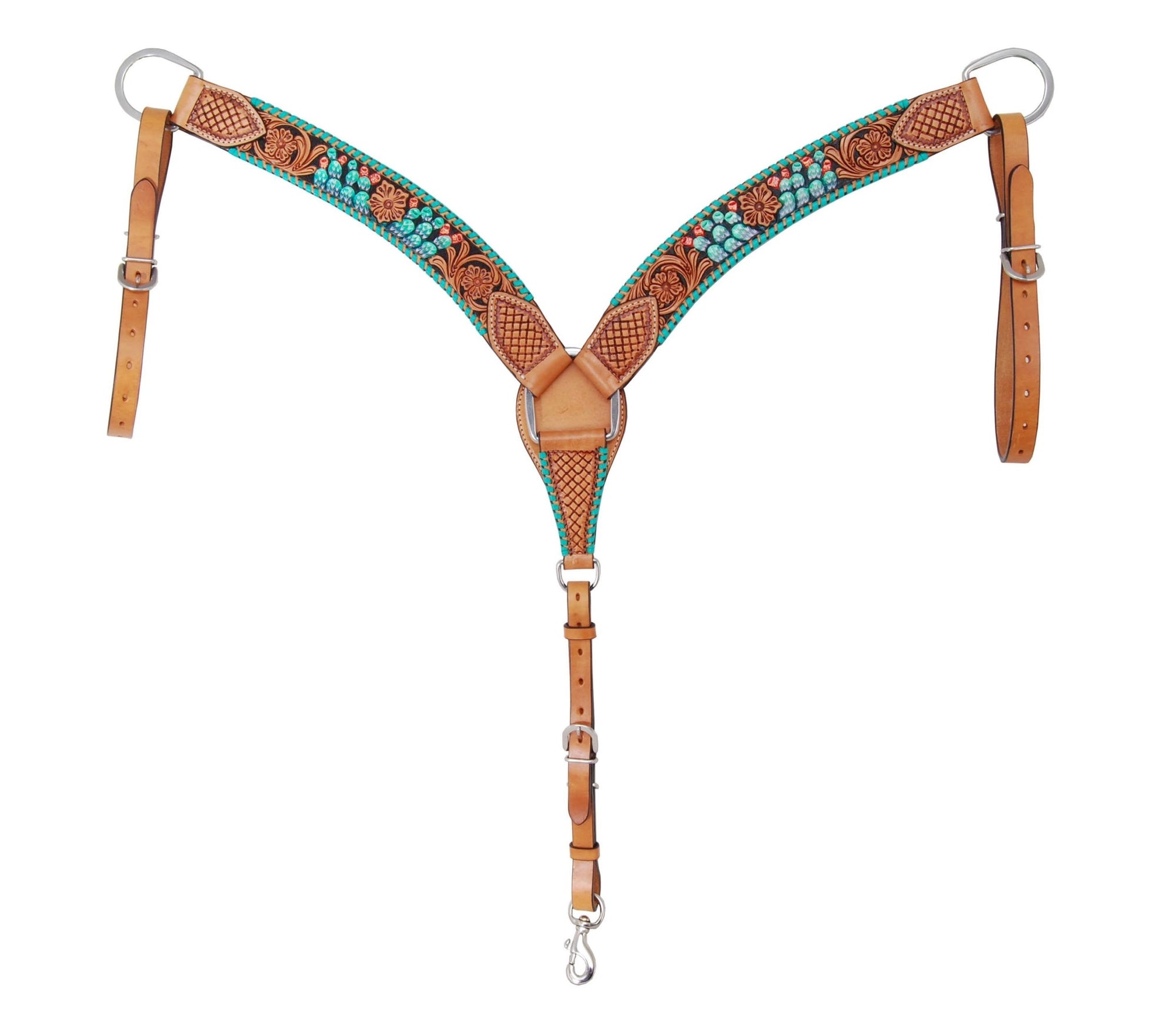Rafter T Ranch Breast Collar with Painted Cactus