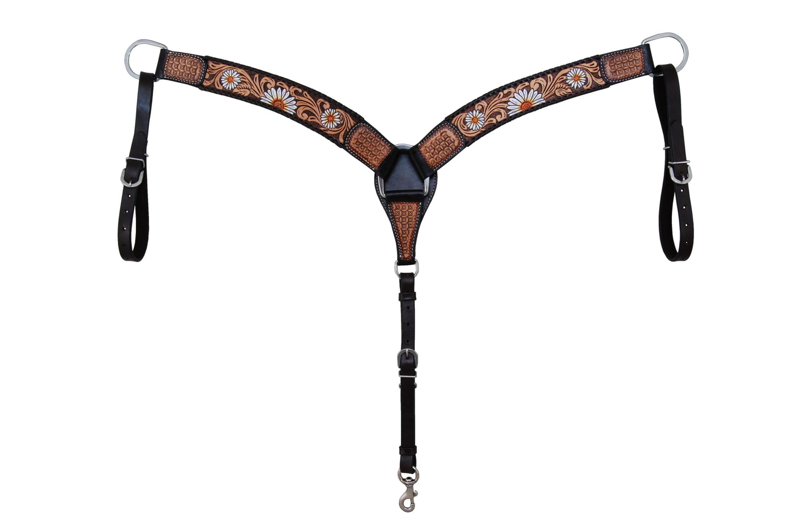Rafter T Ranch Breastplate with Daisy Tooling - Black Friday Sales