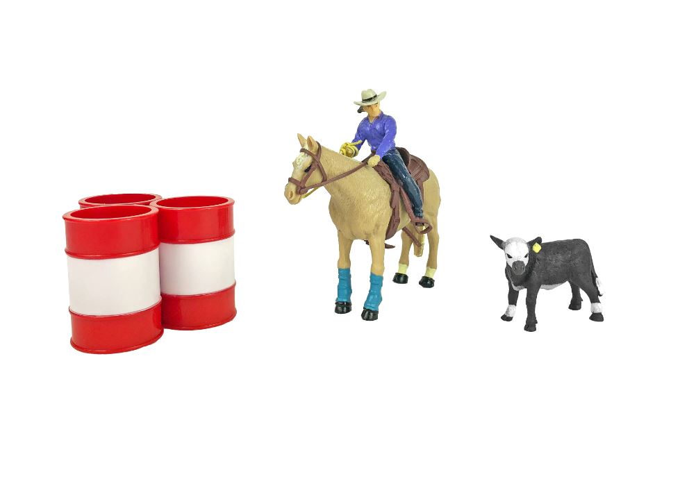Big Country Toys All Round Cowgirl With Barrels And Calf