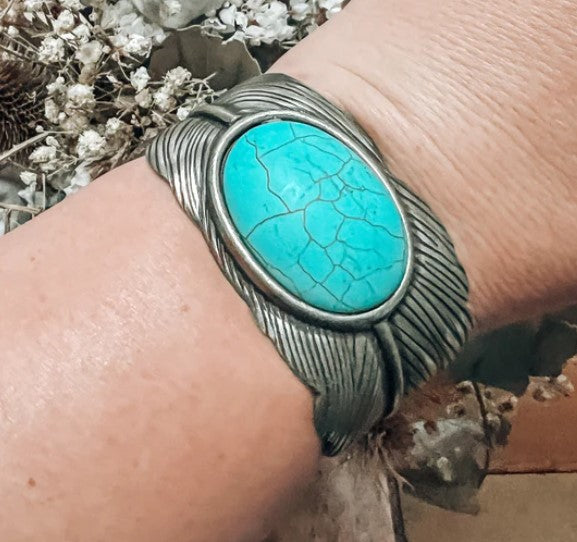 Brass and Turquoise Cuff Bracelet