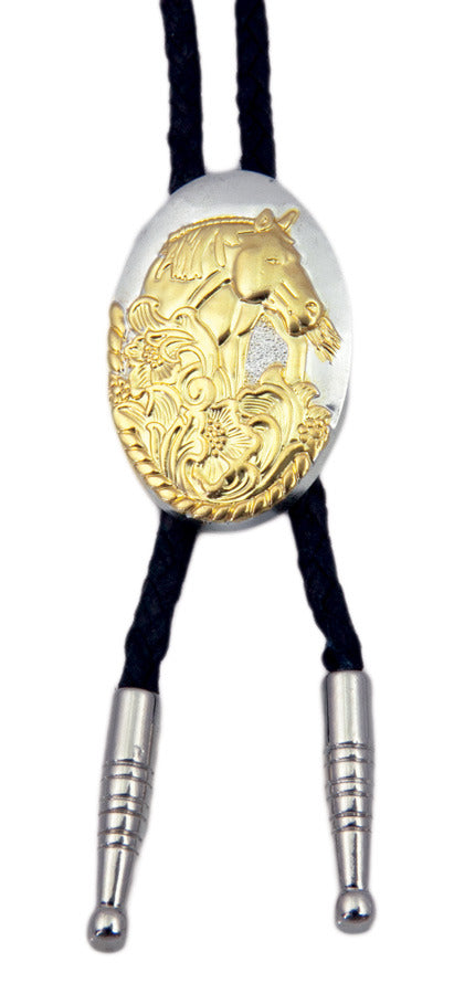 Floral Horse Head Bolo Tie