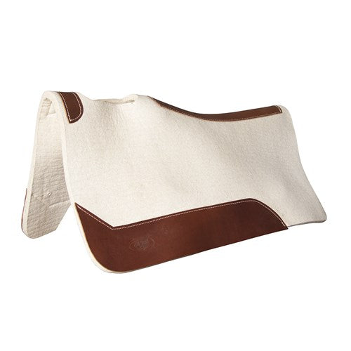 Fort Worth Contoured 1/2in Saddle Pad Cream with Brown Trim 32 x 32 Pad Clearance