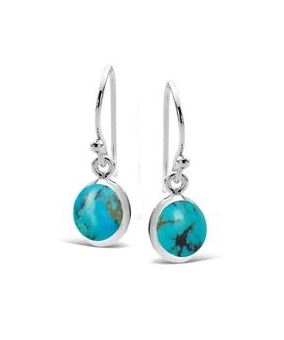 Turquoise Earring 0.8Cm With 2.5Cm Drop