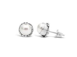 Freshwater Pearl Round Stud Earrings 10Mm