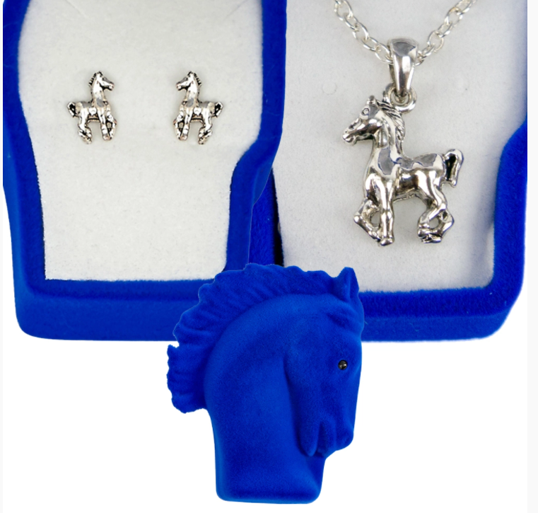 Pony Prancing Jewelry Set - Earrings And Necklace
