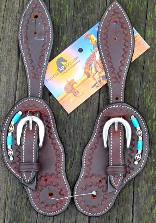 Ladies Shpaed Spur Straps With Turquoise Beads