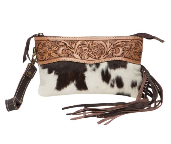 The Design Edge Tooling Leather Tassel Clutch