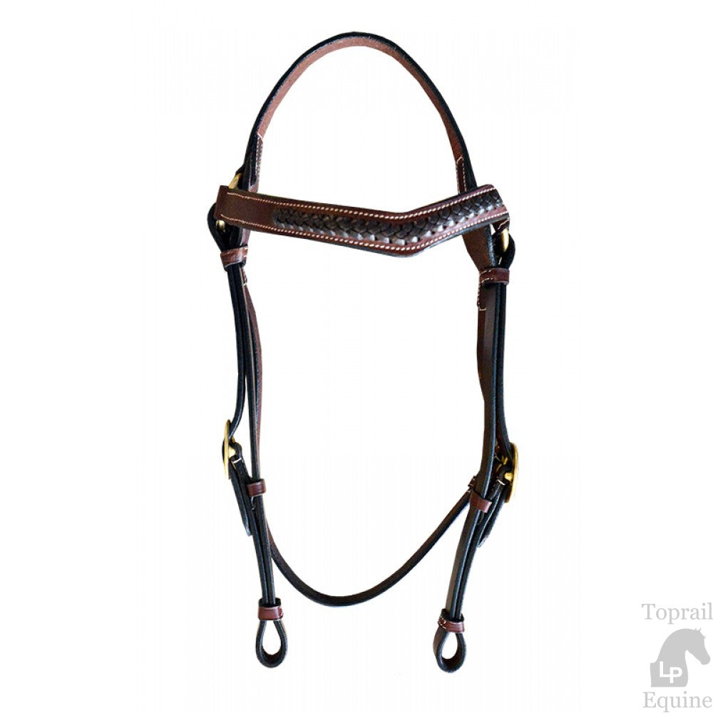 Toprail Leather Barcoo Bridle with Plaited Curve Browband