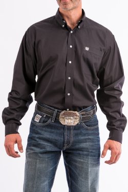 Cinch Mens Solid Black Button Down