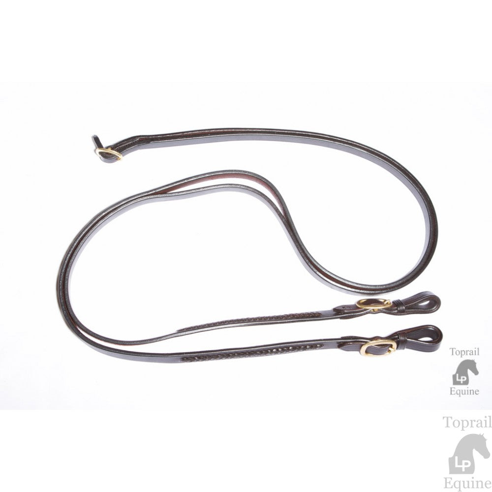 Toprail Soft Padded Split Ash Show Reins With Blue Plait