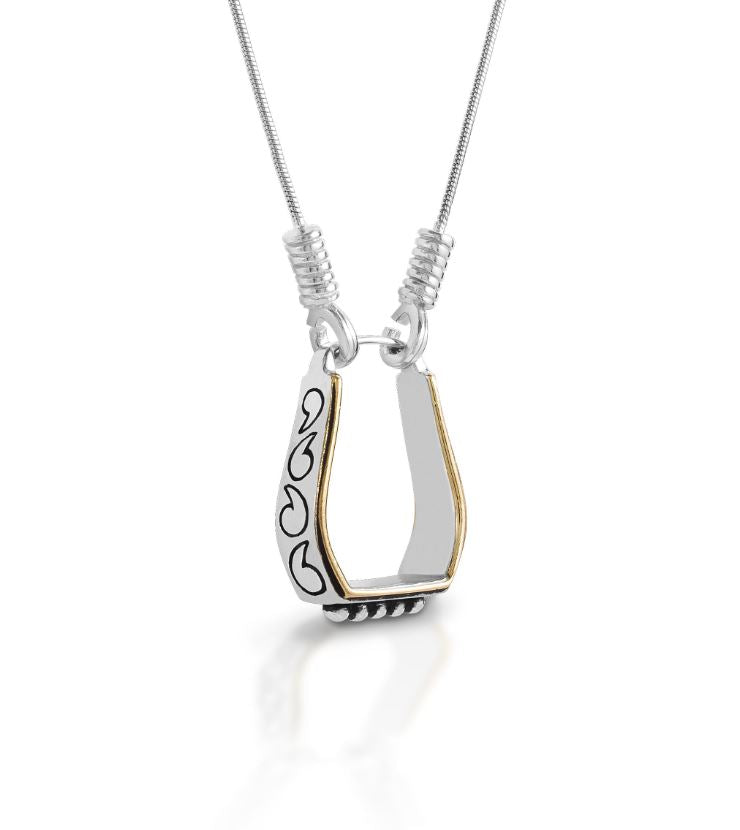 Kelly Herd Two Tone Engraved Western Stirrup Necklace